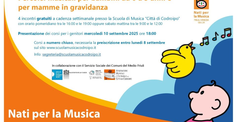 10 settembre 2025 – presentazione “Percorsi musicali per bambini da 0 a 5 anni e per mamme in gravidanza”